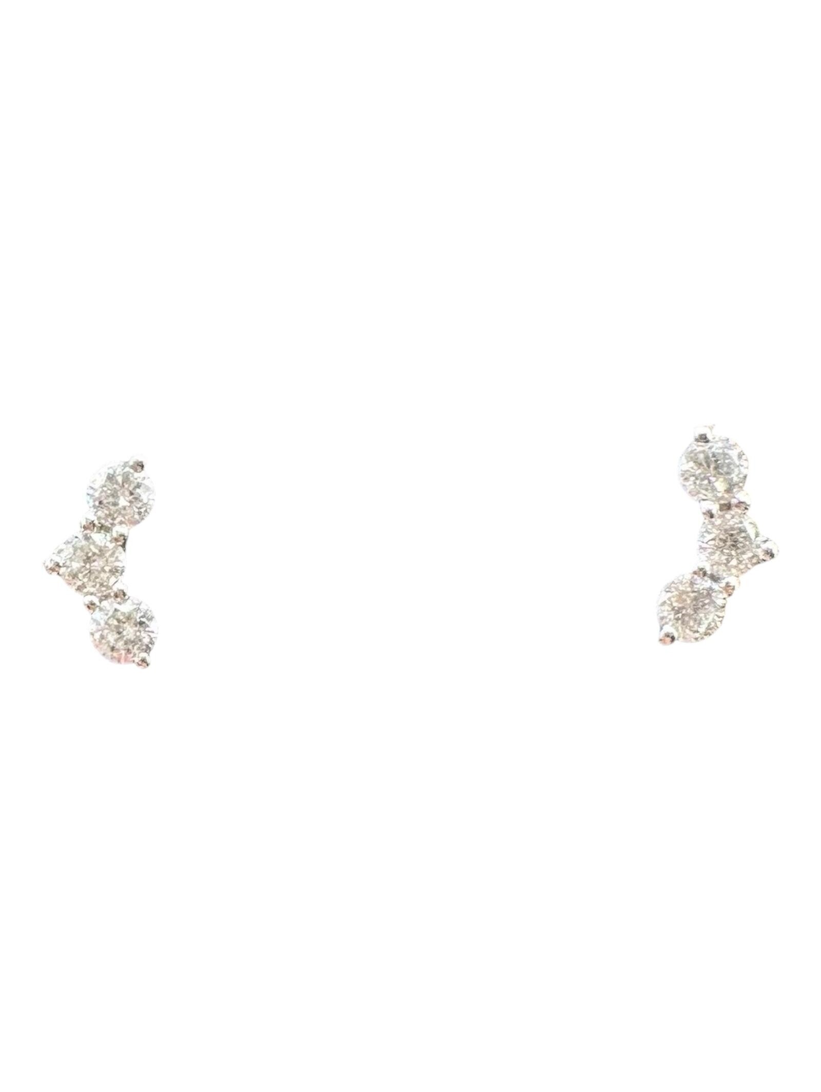 Modern Diamond Stud Earrings 14k White Gold 0.14ctw Gh Si Threaded Backs
